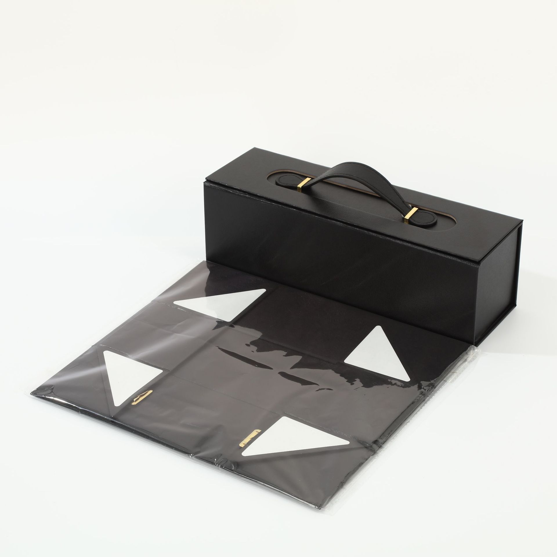 Caja plegable de una pieza, embalaje de regalo negro, caja vacía de color sólido, logotipo de impresión, caja de embalaje de mano, regalo