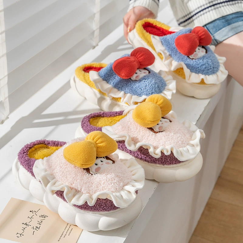 Мультяшные тапочки Женские домашние хлопковые тапочки Теплые толстые тапочки Симпатичные тапочки принцессы Source Factory 801