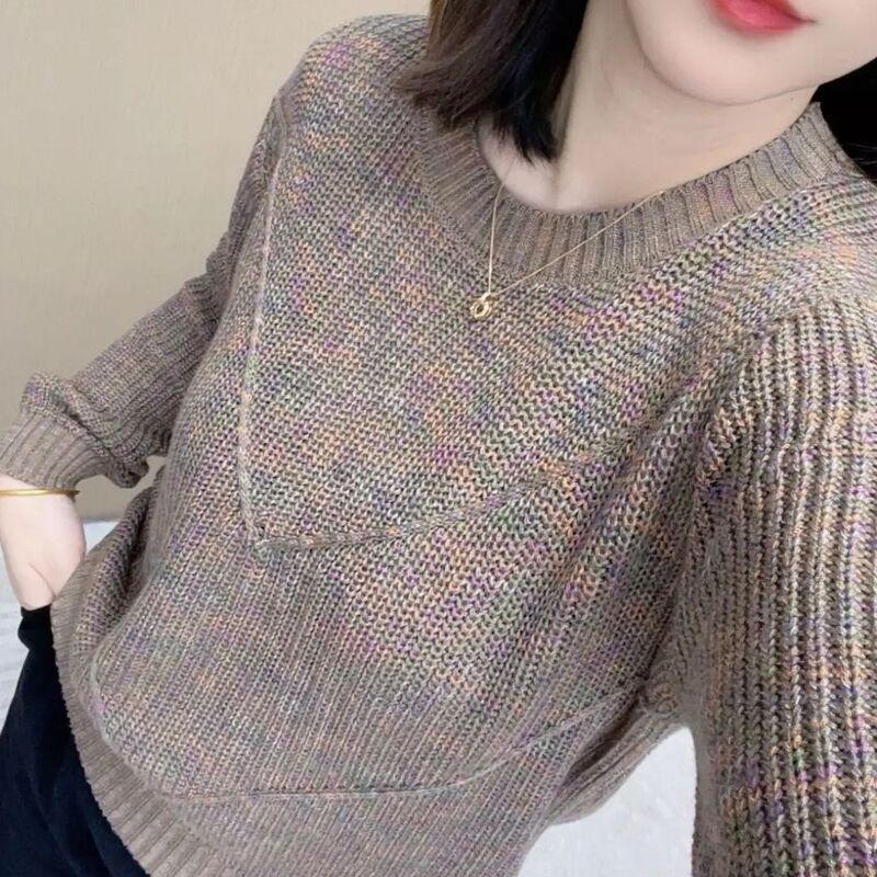 【Brand Selection】Silk Top for Women, Loose Long-Sleeve Knitted Sweater, Thin Spring Layering Wear for Moms 【Brand Selection】Silk Top for Women, Loose Long-Sleeve Knitted Sweater, Thin Spring Layering Wear for Moms