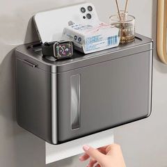 バスルームティッシュボックスパンチフリーサクションカップ壁掛けトイレットペーパーボックス携帯電話用トイレットペーパー収納ラック