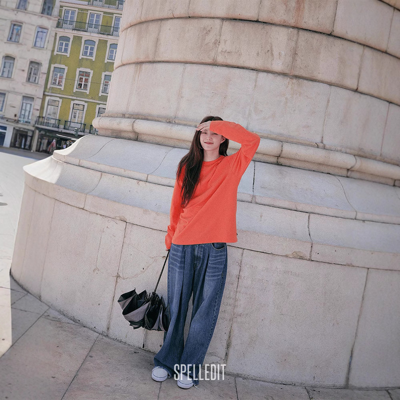 Spelledit Autum New Loose Bottoming Long-Sleeved Versatile Classic Top Pure Color Korean Style Pullover for Women Spelledit Autum New Loose Bottoming Long-Sleeved Versatile Classic Top Pure Color Korean Style Pullover for Women