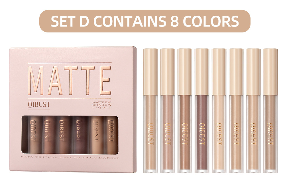 QIBEST Matte liquid Eyeshadow Liquid, with a misty look, accentuates the face in nude and earth tones. It's a three-dimensional eye and cheek set undefined
