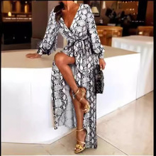 亚马逊eaby新款 欧美波西米亚V领复古定位花大摆长袖连衣裙MP-271