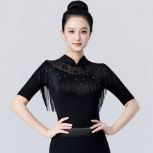 2025年新款高级感形体礼仪培训现代舞拉丁舞模特走秀练功服上衣女