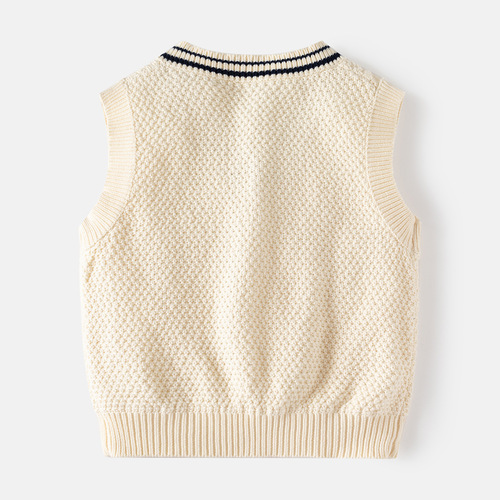 Children's woolen vest autumn new college style boys' sweater fashionable V-neck Korean style baby vest