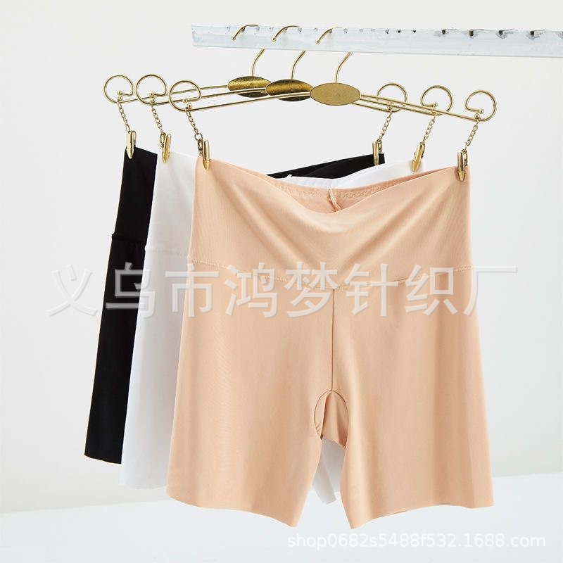 Traceless Ice Silk Safety Pants for Women's Summer Anti Strapping Bottom Pants with Three Point High Waist Flat Corner Underpants, Wholesale by Manufacturers in Large Sizes