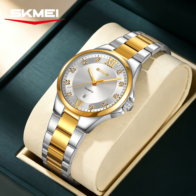 Momento Meimei oro diamantes damas reloj de cuarzo 30 metros calendario impermeable reloj de negocios mujer fuente de fábrica transfronteriza al por mayor