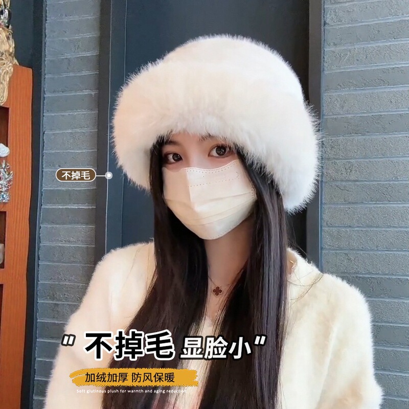 东北毛绒帽子女秋冬高级感大头围蒙古盆帽加绒加厚保暖防寒渔夫帽|undefined