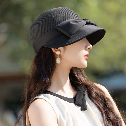 Summer Taizhou Wenling new hat women's high-end Rafi Straw Hat bow sun hat sun protection sun hat