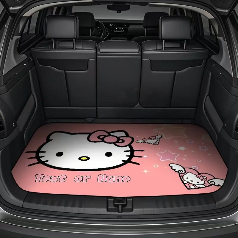 TEMU branded and shipped cute Hello Kitty car trunk mat, dirt-resistant, dust-proof, non-slip, easy to maintain car floor mat