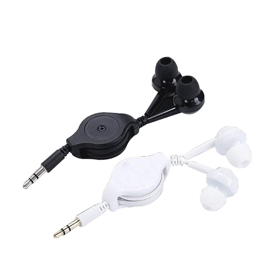 Aplicable a Apple Android teléfono móvil auricular cable telescópico agujero redondo 3,5mm estiramiento auriculares MP3 tire del cable del auricular 0,8 M