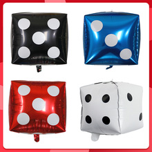 铝膜气球24寸4D方形六面骰子派对装饰红桃黑桃梅花玩具装饰骰子气