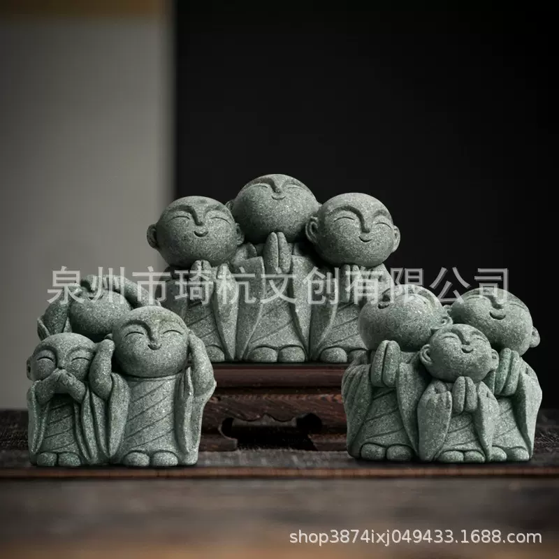 京都地藏造型鱼缸水族盆景可爱日式小和尚桌面摆件家居茶宠装饰品
