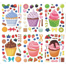 跨境爆款卡通草莓冰淇淋儿童拼图贴纸现货动物拼脸不干胶标签贴