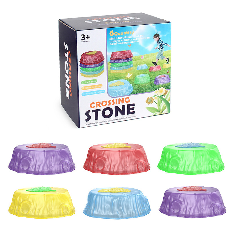 Entrenamiento sensorial infantil antideslizante entrenamiento sensorial arco iris cruzar el río piedra equilibrio pisotear puente piedra juguetes deportivos transfronterizos