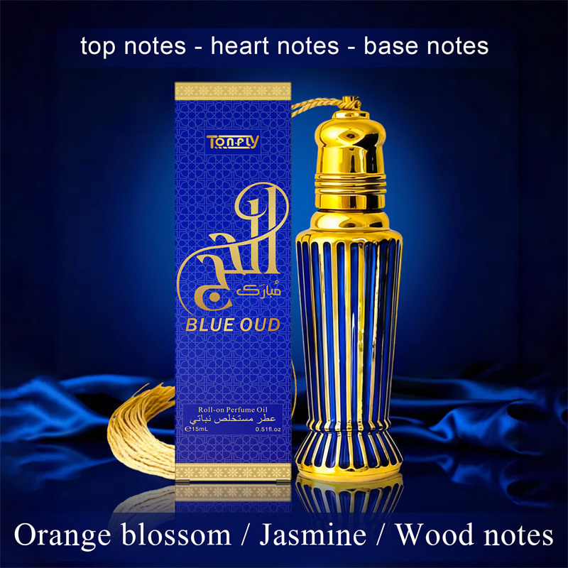 Tonflyblueoud Roll-On Perfume Oil 15ml Arabian Exotic Fragrance Middle Eastern Ebony Cross-Border