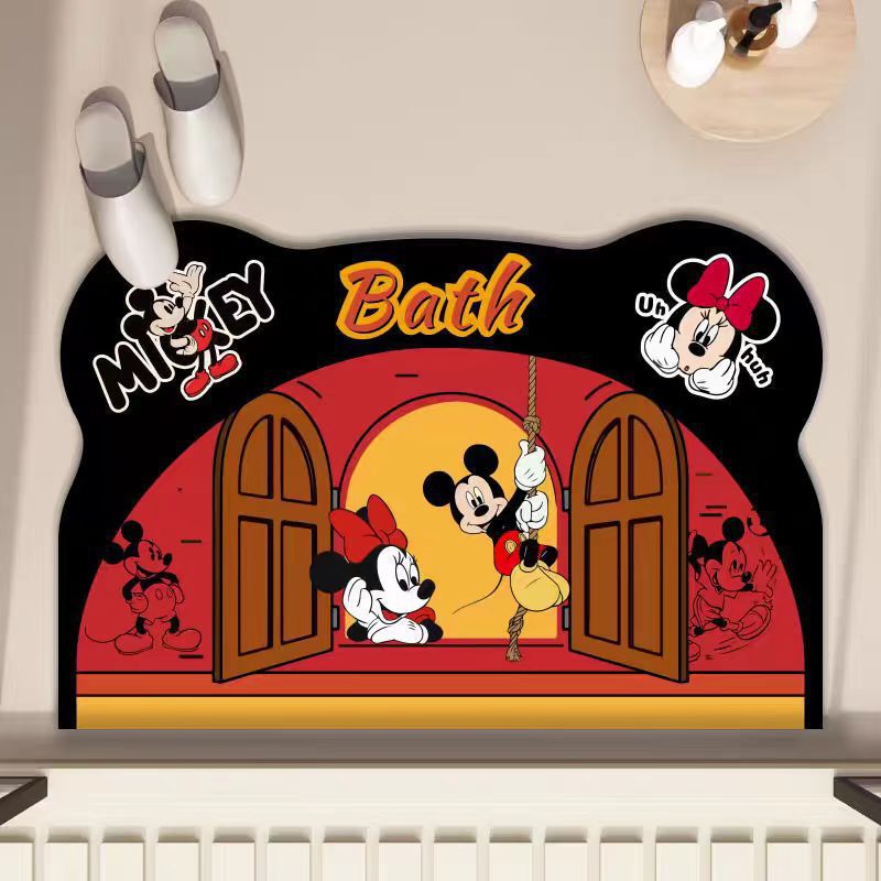 Cartoon Mickey Mouse Diatomaceous Earth Mat for Washbasin, Water-Absorbent, Quick-Drying Foot Mat, Stain-Resistant, Easy to Maintain, Bathroom Mat, Available for Dropshipping