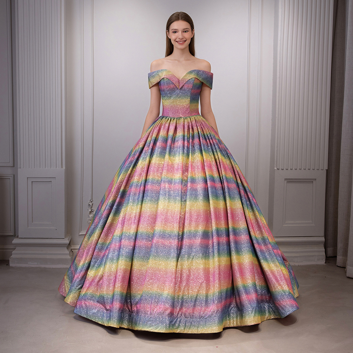 Cross-Border Foreign Trade Adult Tutu Skirt 2026 European and American Bride's Dreamy Colorful Ball Gown Banquet Performance Wedding Dress Evening Dress