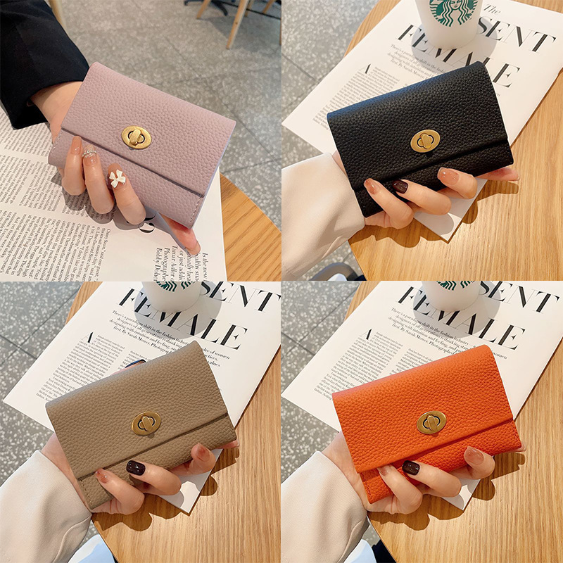 Fashion Short Wallet Card Holder Trendy Lock Large Capacity Simple Women's Light Luxury Card Coin All-In-One Handbag Fashion Short Wallet Card Holder Trendy Lock Large Capacity Simple Women's Light Luxury Card Coin All-In-One Handbag
