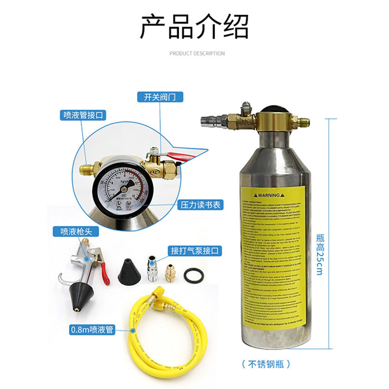 Coche aire acondicionado tubo limpiador herramienta aire acondicionado tubo reparación desmontaje-libre máquina de limpieza botella colgante condensador botella de limpieza