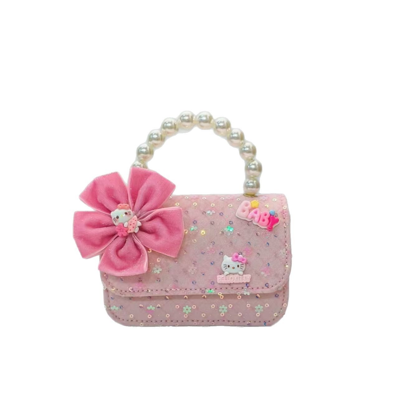Bolsas de mano de perlas de arco, bolsas de dibujos animados, bolsas de niños, bolsas de cambio para niñas, bolsas de accesorios, bolsas de cadena, bolsas de sequillas