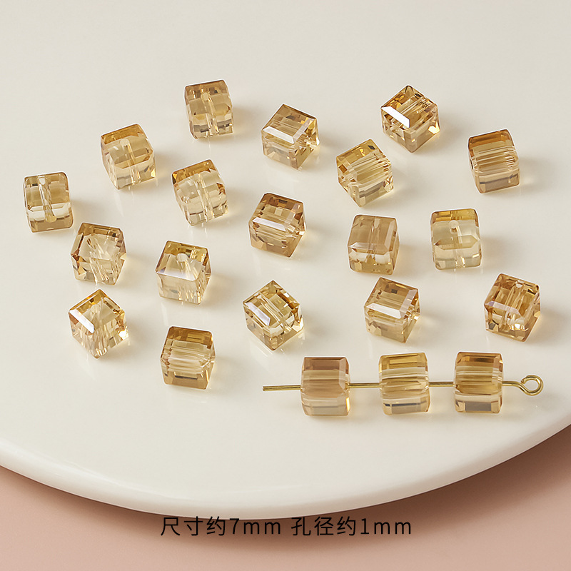 7mm自慢の極光方糖散珠瑠璃水晶方形珠自作頭飾り部品diyブレスレット材料ビーズ|undefined