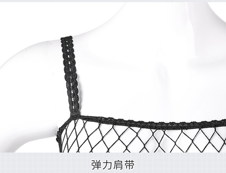 Feimu Mesh Open-Crotch Suspender Bodysuit for Women, Black, One Size — detail image 26