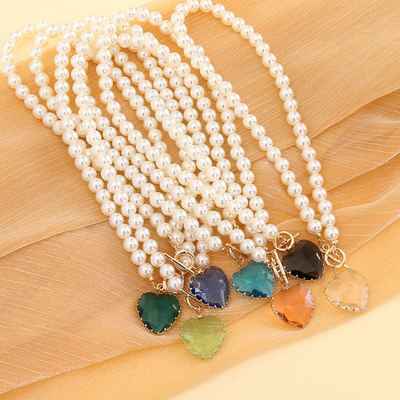 creative fashion glass heart necklace