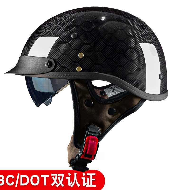 3C certificado medio casco de fibra de carbono de la motocicleta de los hombres de la motocicleta de las mujeres retro verano coche eléctrico primicia casco fábrica al por mayor
