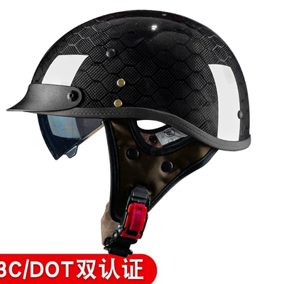 Summer Electric Scooter Helmet, Scooter | Motosiklet kaskı (dəbilqə) - 112-carbon-fiber-football-pattern-with-black-mirror-m