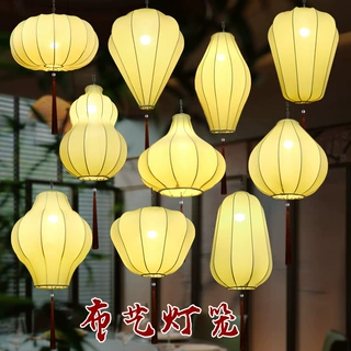 中式吊灯笼布艺米色异形户外中国风古典街道景区庭院商场创意装饰