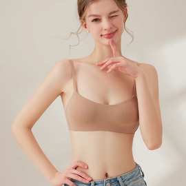 粉底液内衣女肤色隐形无痕小胸不空聚拢平胸低胸罩半杯薄款夏透气