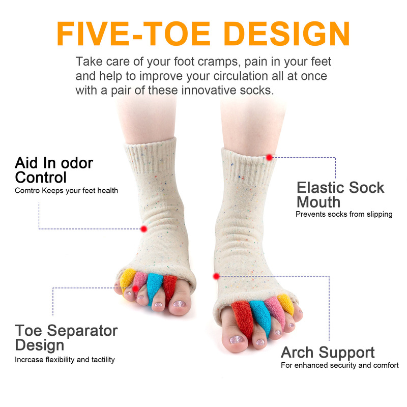 Amazon's Best-Selling Toe Separation Socks to Correct Thumb Valgus, Five-Toe Socks, Colorful Pure Cotton Open-Toe Split-Toe Socks