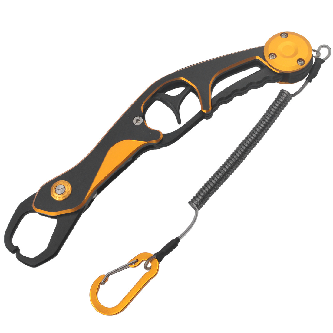 En stock de aleación de aluminio dispositivo de control de pescado tipo pistola de dos colores ligero alicates de pesca herramientas de pesca artes de pesca al por mayor con la cuerda perdida