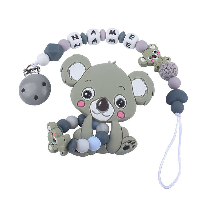 Kaola de dibujos animados de silicona de juguete dientes molienda cadena anti-gota Nuevo bebé suministros de silicona chupete cadena