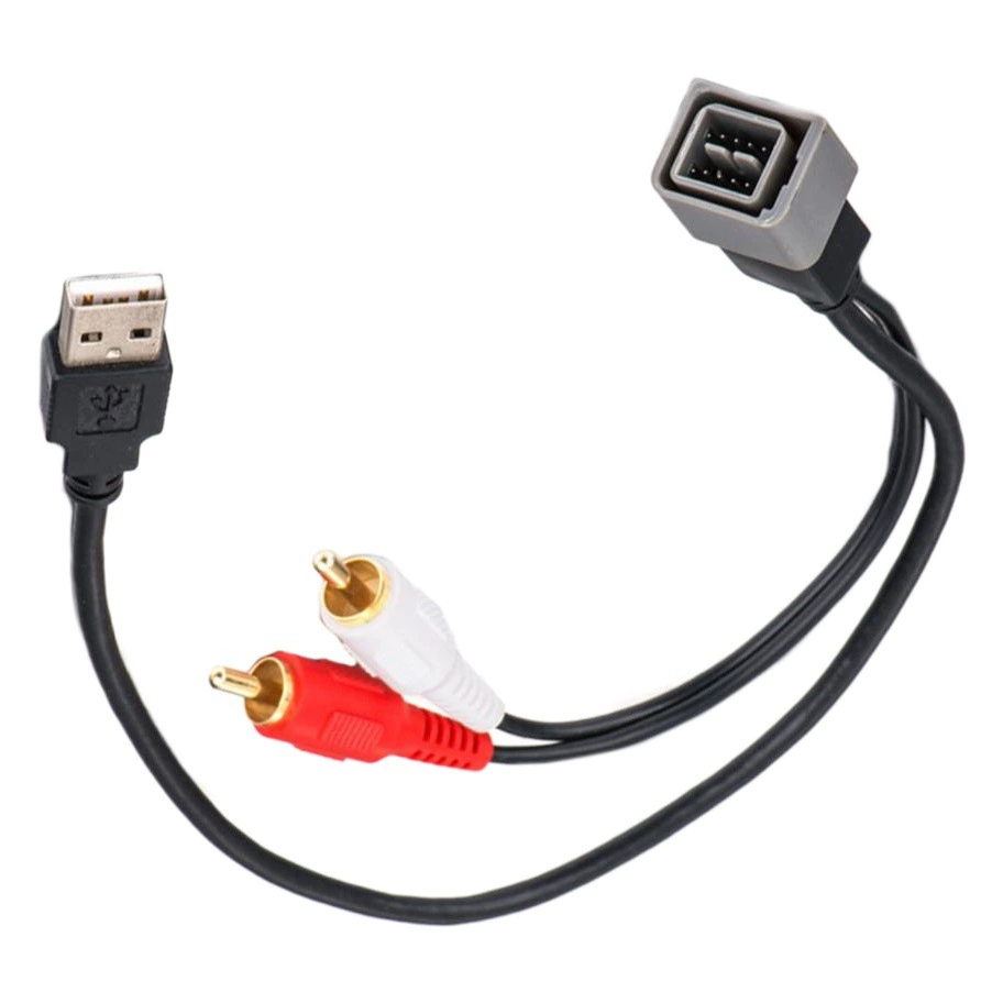 Подходит для автомобильного аудиоплеера Nissan qashke Juke на 2 RCA аудио + USB-кабель для передачи данных