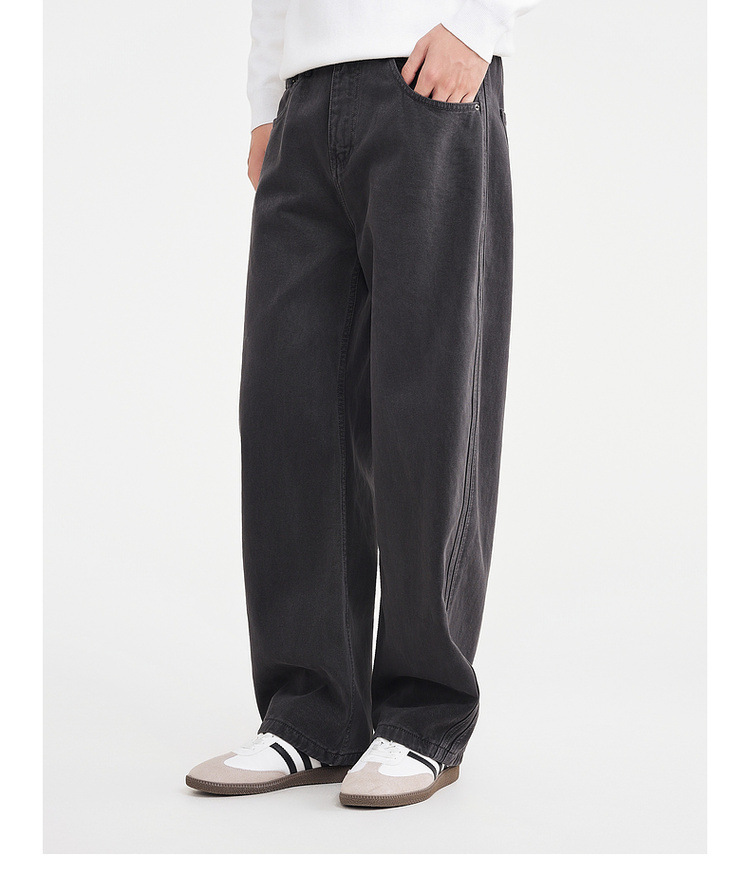 Quần jean nam ống rộng cotton phong cách Hàn Quốc — màu đen chi tiết 12