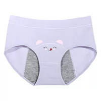 Barnolai Girl Print Герметичное хлопковое промежность для учащихся средней школы Период средней талии Гигиеническое нижнее белье для большой тети до и после менструального периода