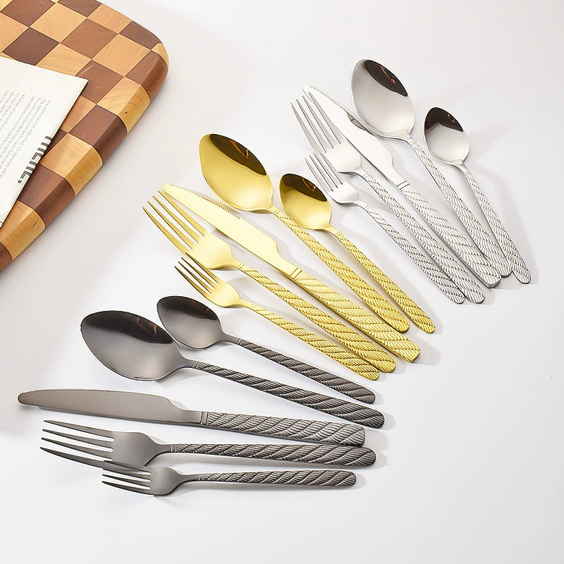 Tableware stainless steel with pigtail, handle, fork, spoon, set