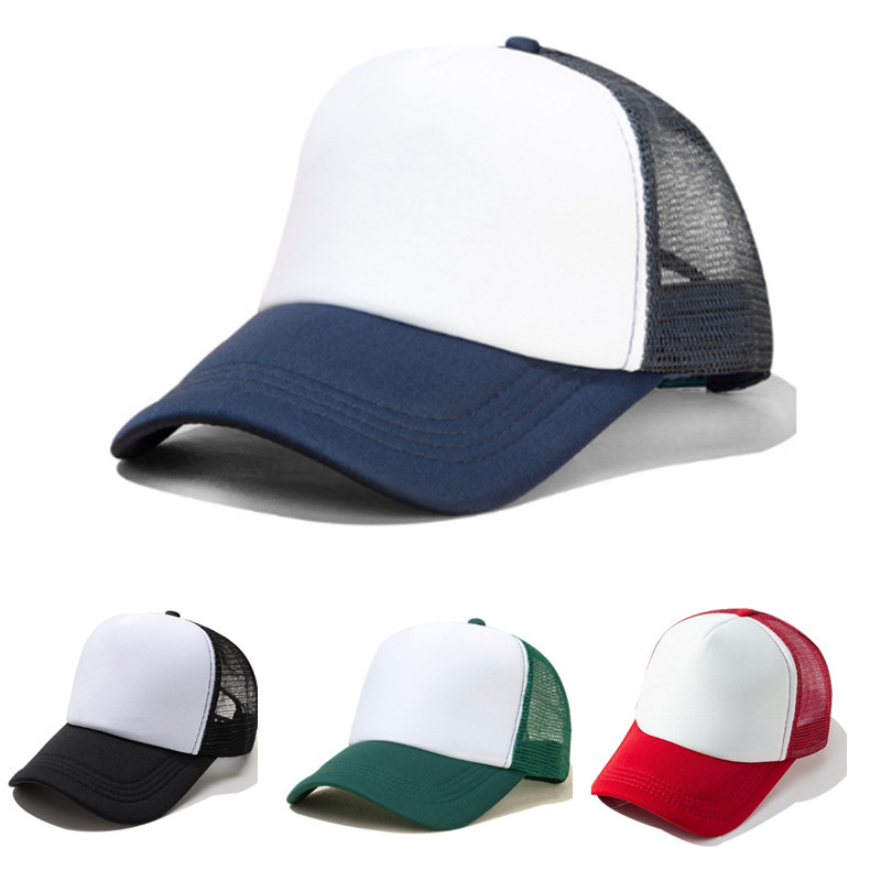 Cross-border new style breathable light plate blank sponge mesh hat sun protection sun protection embroidery printing logo mesh baseball hat