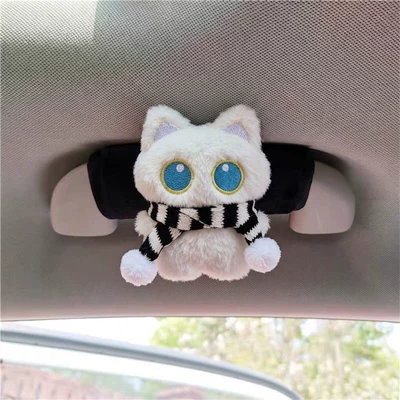 Cute cartoon kitten car Roof box - standard-black-and-white-scarf-with-a-white-big-eyed-cat