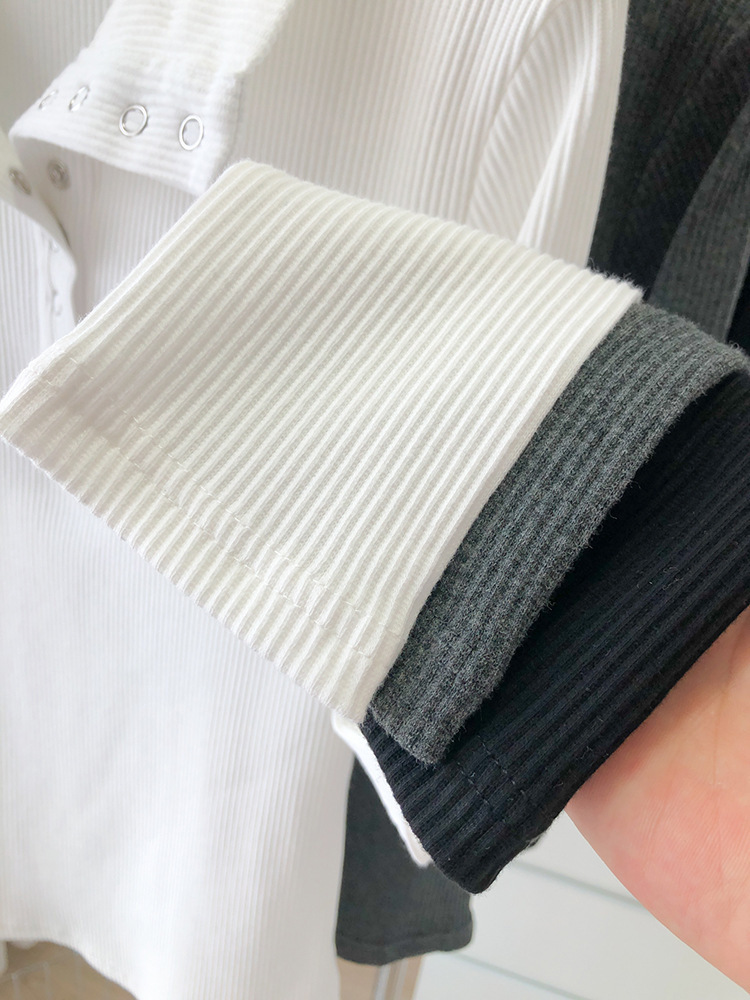High Neck Stretch Long Sleeve Knit Bottom Image 2