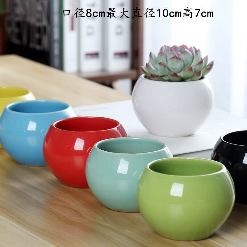 6 macetas de cerámica carnosas personalidad simple fresca pequeña maceta de color cuadrada balcón carnosas una pieza