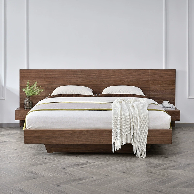 Скандинавская кровать из цельного дерева, простая подвесная двойная спальня из черного ореха, 1,8 м от пола до пола, японское татами