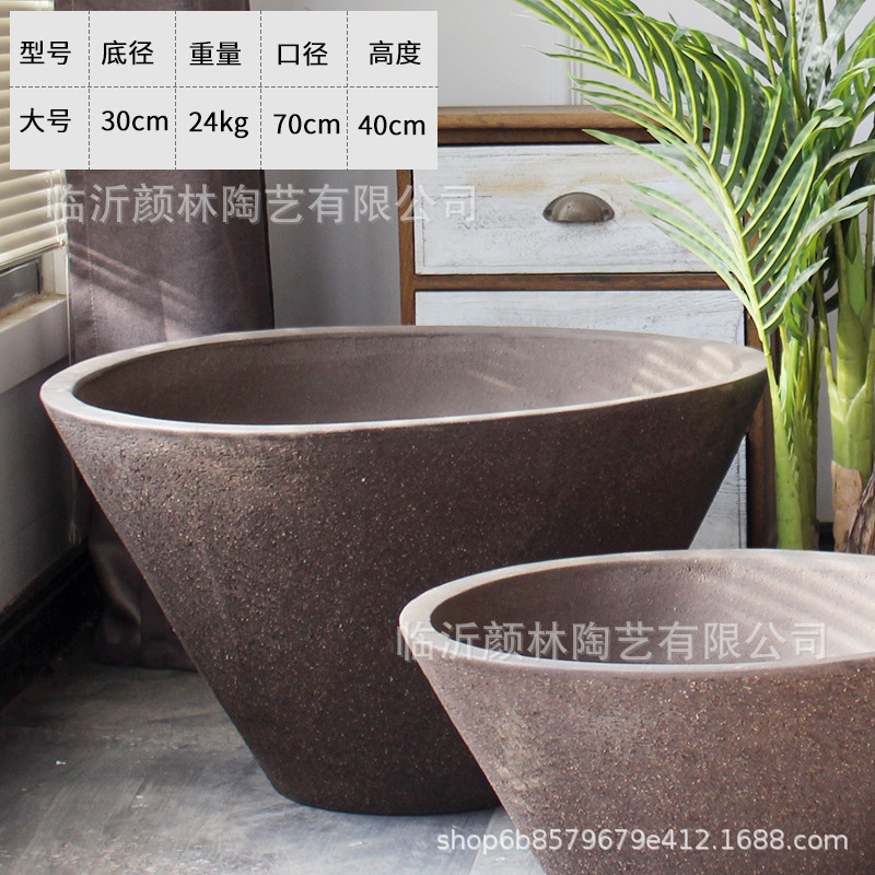 Flores de cuerno de boca gran maceta de cerámica gruesa combinación de paisaje gran diámetro mosaico gran maceta de paisaje gran maceta