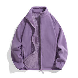 2025秋冬奥粒绒女士加绒保暖抓绒衣外套户外宽松立领奥利绒外套