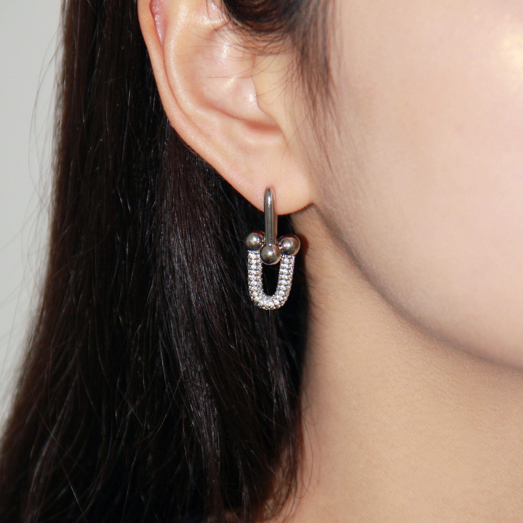 10g Weight Earrings Event & Party Supplies Fashion U Shape Copper Drop Earrings Plating Inlay Zircon Copper Earrings