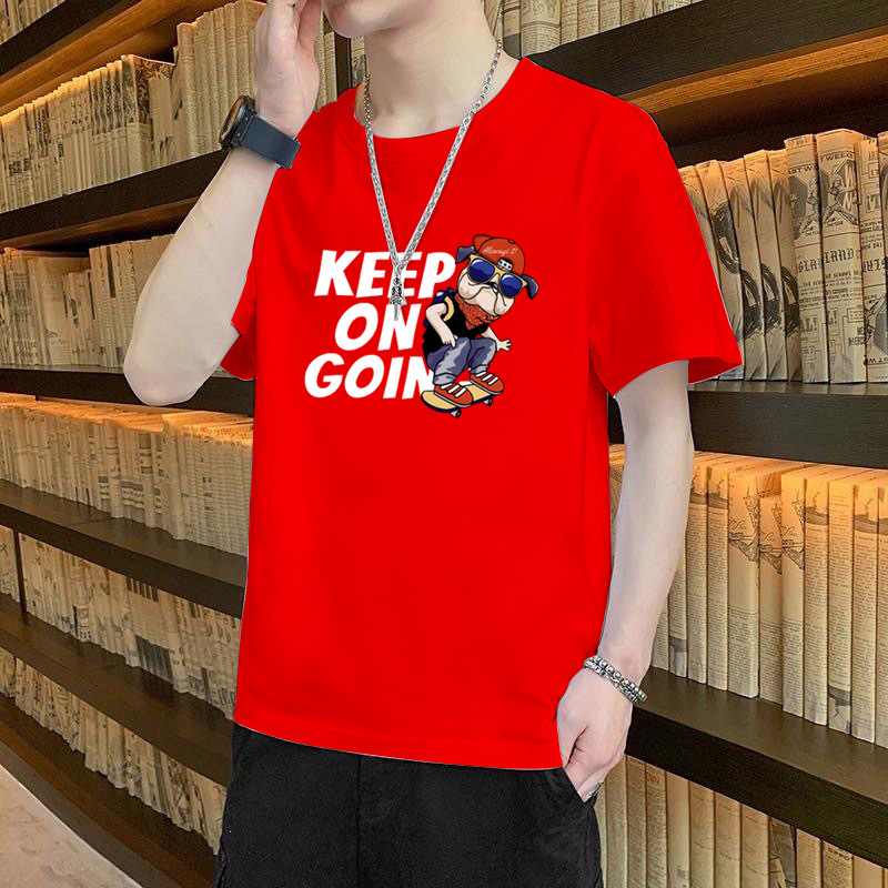 Camiseta ajustada de estilo coreano, elegante camiseta de manga corta con cuello redondo de estilo japonés para hombre, top versátil y moderno, marca de moda casual.