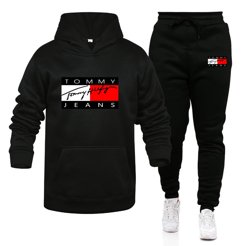 秋冬新款潮牌男女印花抓絨運動套裝休閒運動連帽衛衣外套連帽套裝