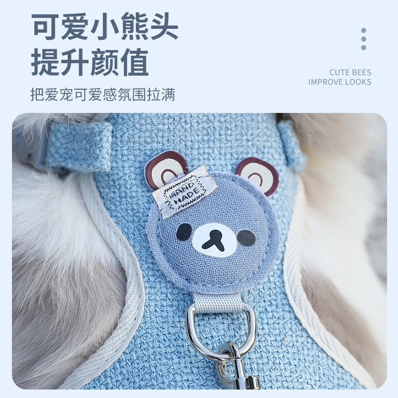 Fábrica nuevo lindo oso mascota tracción cuerda chaleco gato universal correa de pecho gato caminando perro cuerda al por mayor